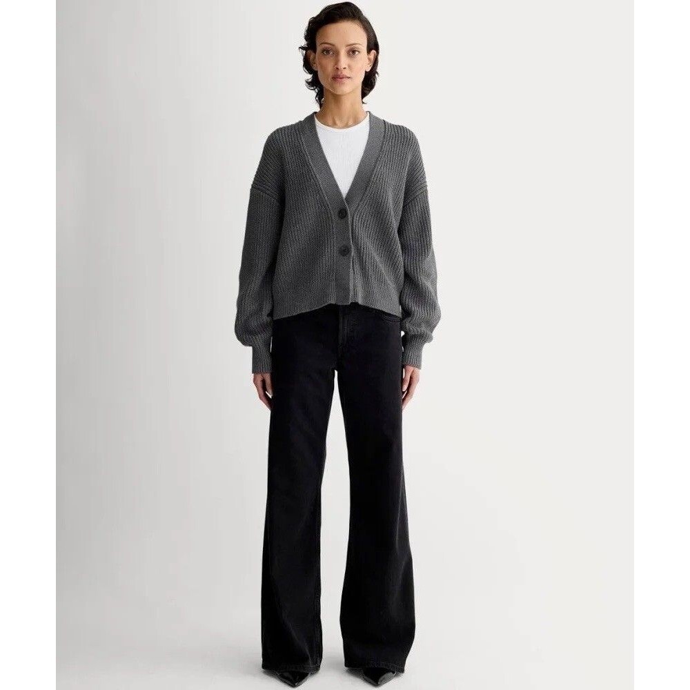 Everlane The Boxy Cardigan in Everyday 100% Organic Cotton Heather Gray Medium